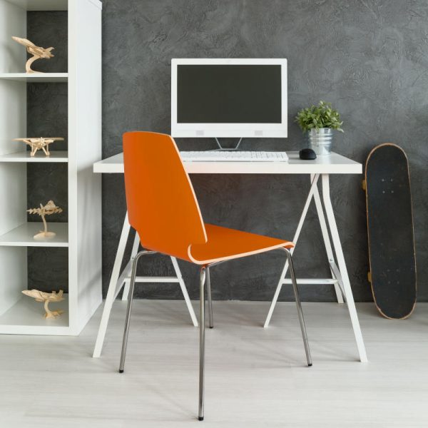 Grey modern office room with orange details